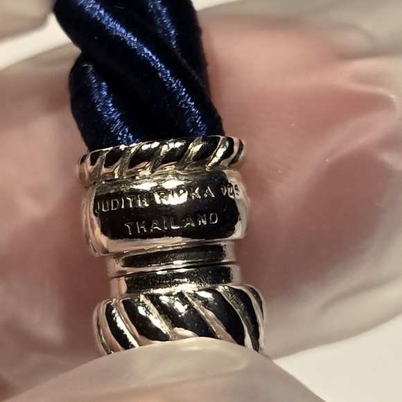 Judith Ripka Silver Heart CZ Necklace with Blue Cord - Picture 7 of 7